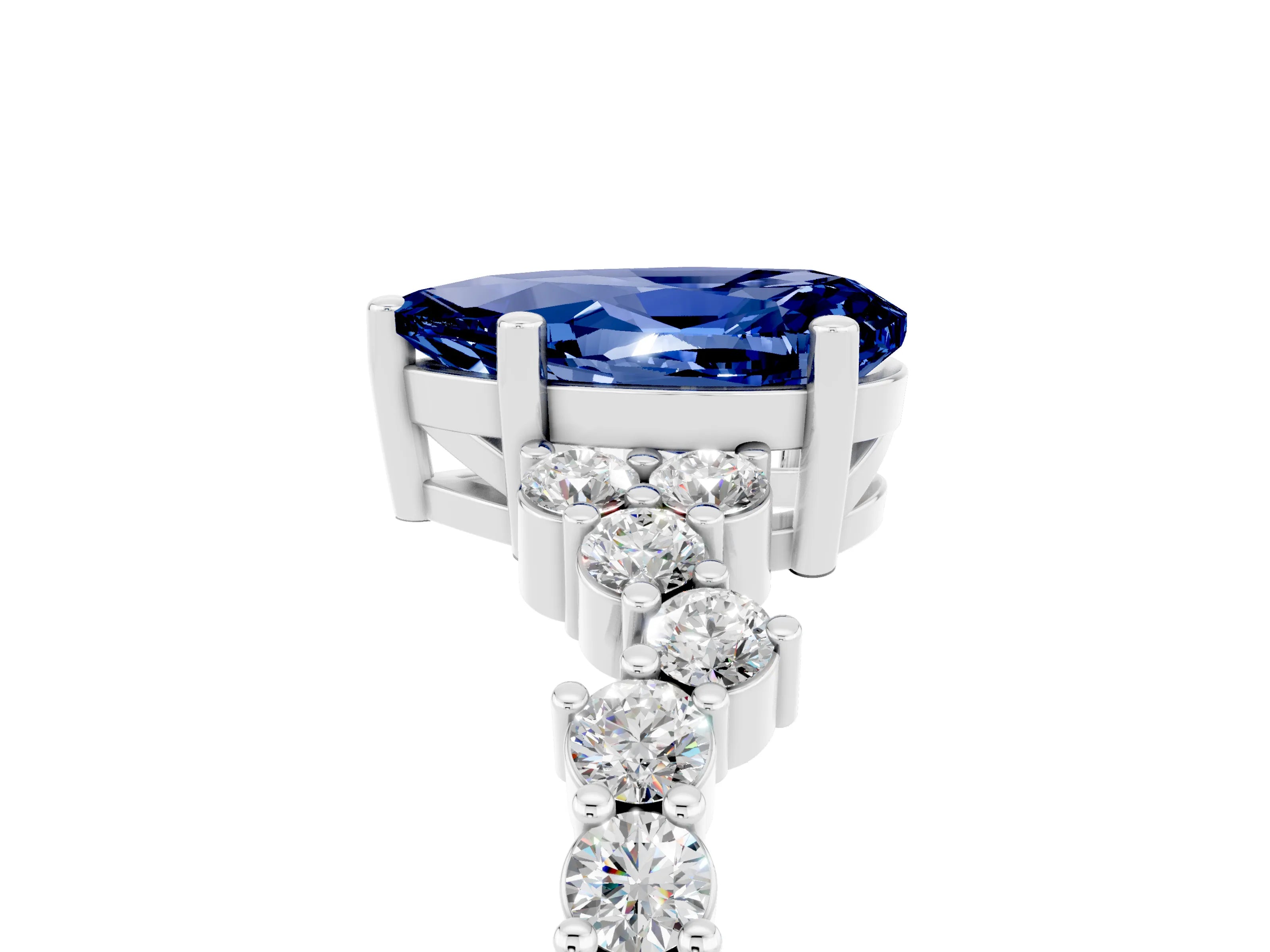 White gold Pear Cut Diamond Cluster Pavé Band with Four-Prong Setting_5