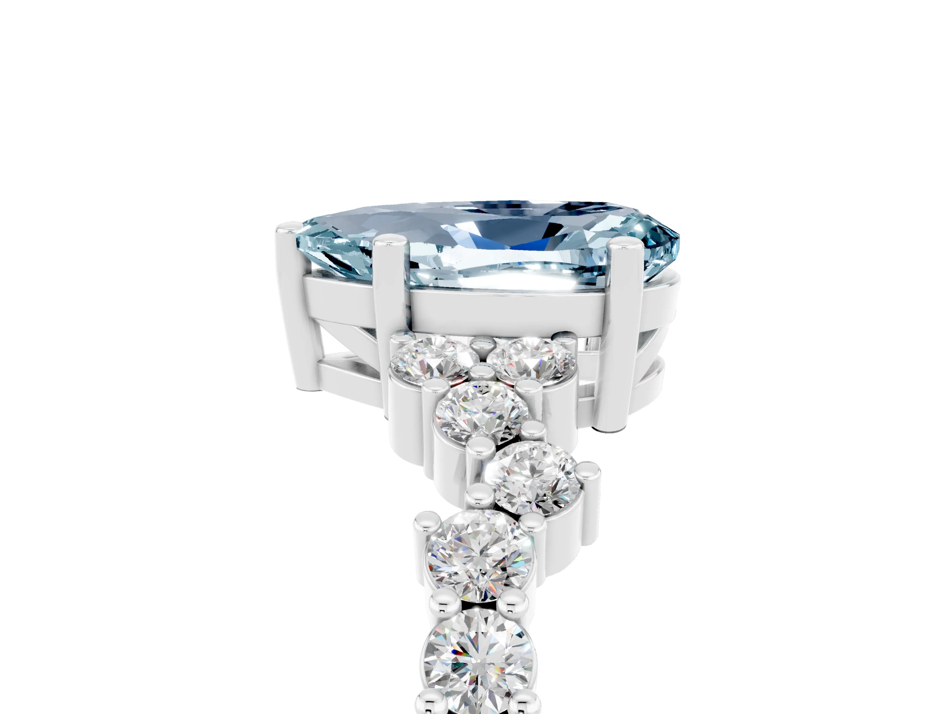 White gold Pear Cut Diamond Cluster Pavé Band with Four-Prong Setting_5
