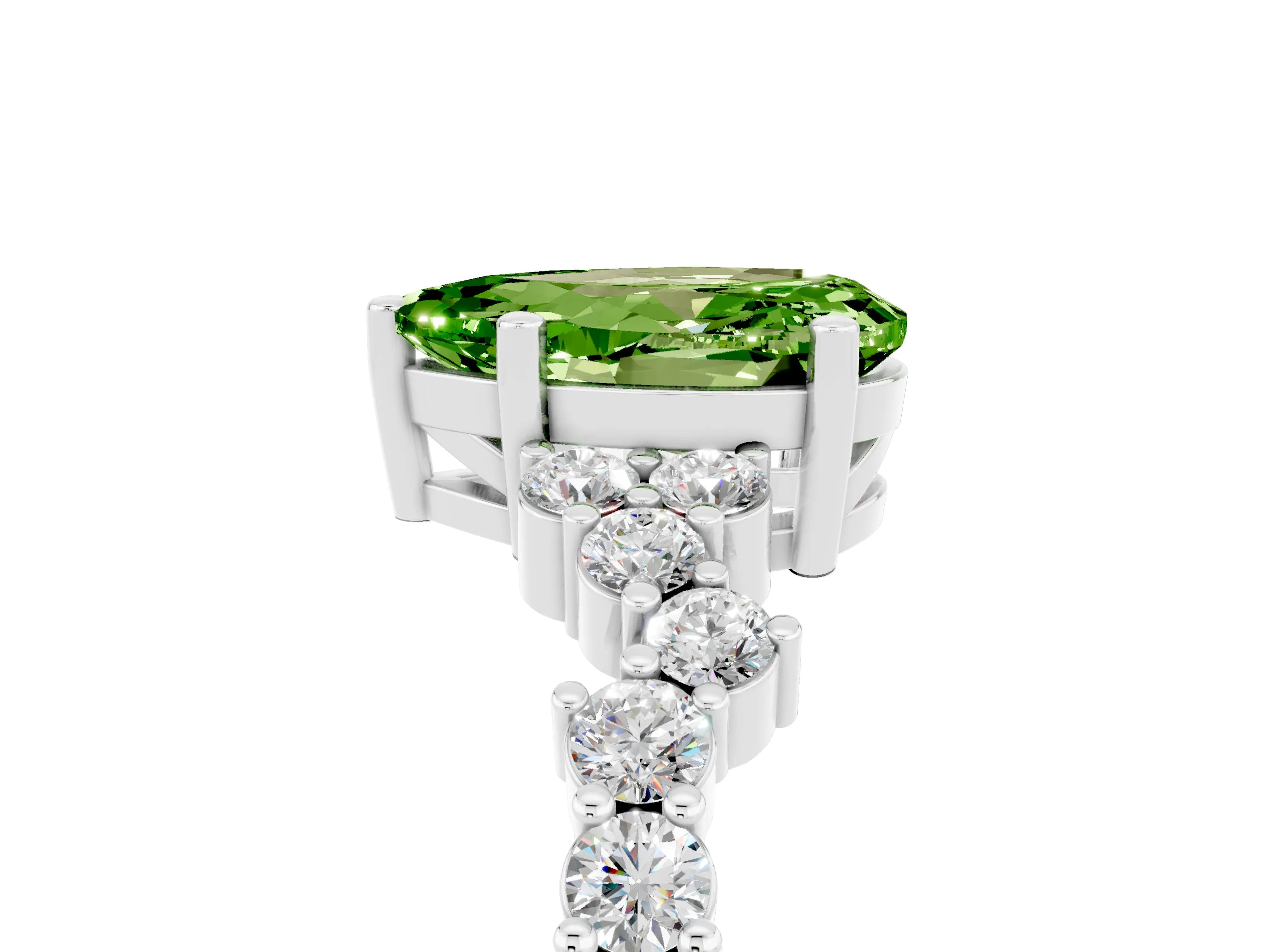 White gold Pear Cut Diamond Cluster Pavé Band with Four-Prong Setting_5