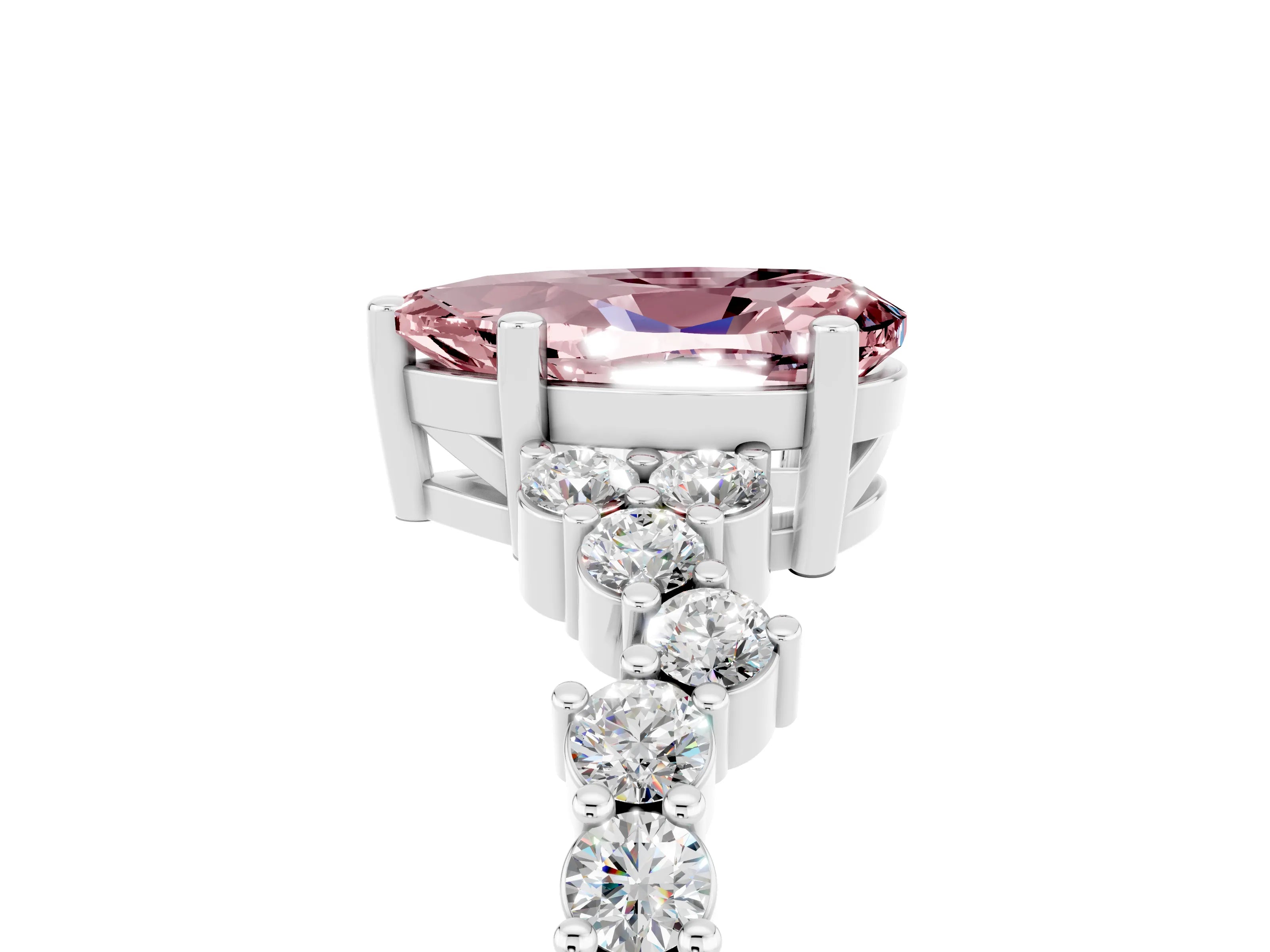 White gold Pear Cut Diamond Cluster Pavé Band with Four-Prong Setting_5