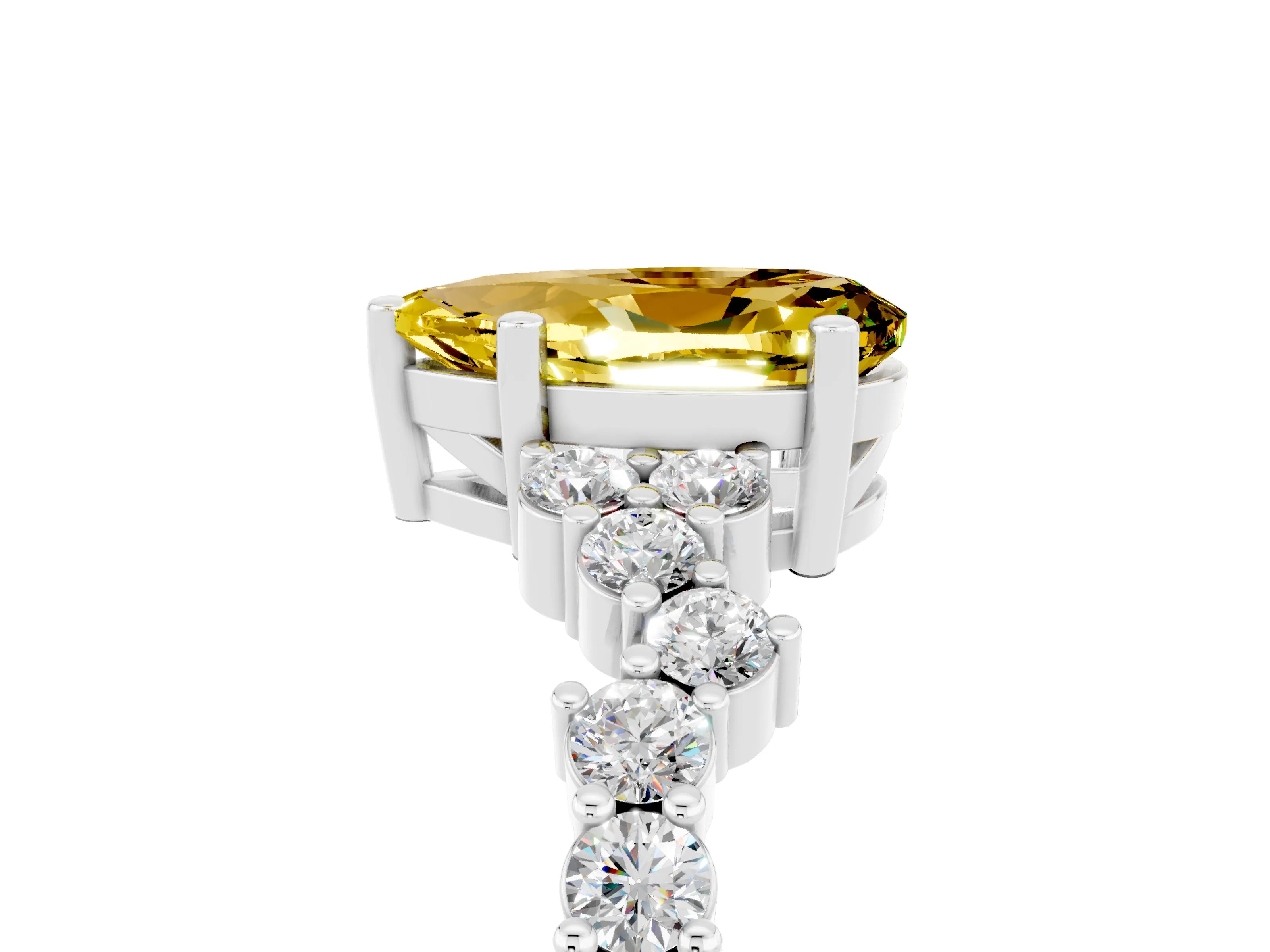 White gold Pear Cut Diamond Cluster Pavé Band with Four-Prong Setting_5