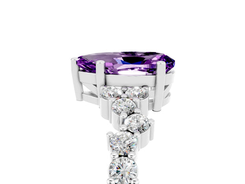 White gold Pear Cut Diamond Cluster Pavé Band with Four-Prong Setting_5