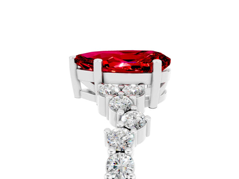 White gold Pear Cut Diamond Cluster Pavé Band with Four-Prong Setting_5