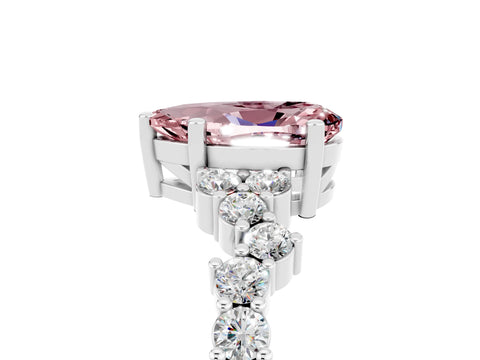 White gold Pear Cut Diamond Cluster Pavé Band with Four-Prong Setting_5