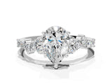 White gold Pear Cut Diamond Cluster Pavé Band with Four-Prong Setting_9