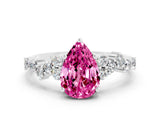 White gold Pear Cut Diamond Cluster Pavé Band with Four-Prong Setting