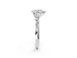 White gold Pear Cut Diamond Cluster Side Stone Solitaire Ring with Prong Setting_83