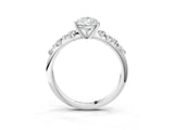 White gold Pear Cut Diamond Cluster Side Stone Solitaire Ring with Prong Setting_84