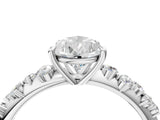White gold Pear Cut Diamond Cluster Side Stone Solitaire Ring with Prong Setting_85