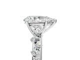 White gold Pear Cut Diamond Cluster Side Stone Solitaire Ring with Prong Setting_86