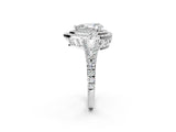 White gold Pear Cut Diamond Double Halo Ring with Pavé Band and Prong Setting_169