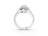 White gold Pear Cut Diamond Double Halo Ring with Pavé Band and Prong Setting_170