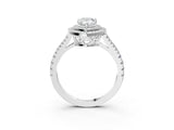 White gold Pear Cut Diamond Double Halo Ring with Pavé Band and Prong Setting_182