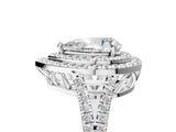 White gold Pear Cut Diamond Double Halo Ring with Pavé Band and Prong Setting_201
