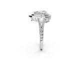 White gold Pear Cut Diamond Double Halo Ring with Pavé Band and Prong Setting_206