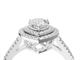 White gold Pear Cut Diamond Double Halo Ring with Pavé Band and Prong Setting_208