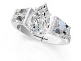 White gold Pear Cut Diamond Engagement Ring with Baguette Side Stones and Channel Set Band_42