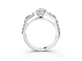 White gold Pear Cut Diamond Engagement Ring with Baguette Side Stones and Channel Set Band_44