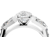 White gold Pear Cut Diamond Engagement Ring with Baguette Side Stones and Channel Set Band_44