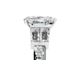 White gold Pear Cut Diamond Engagement Ring with Baguette Side Stones and Channel Set Band_46