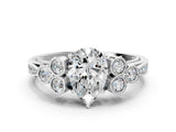 White gold Pear Cut Diamond Engagement Ring with Bezel Set Round Side Stones and Prong Setting_71