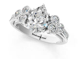 White gold Pear Cut Diamond Engagement Ring with Bezel Set Round Side Stones and Prong Setting_74