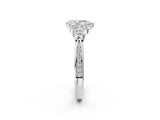 White gold Pear Cut Diamond Engagement Ring with Bezel Set Round Side Stones and Prong Setting_75
