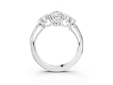 White gold Pear Cut Diamond Engagement Ring with Bezel Set Round Side Stones and Prong Setting_76