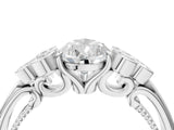 White gold Pear Cut Diamond Engagement Ring with Bezel Set Round Side Stones and Prong Setting_77