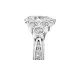 White gold Pear Cut Diamond Engagement Ring with Bezel Set Round Side Stones and Prong Setting_78