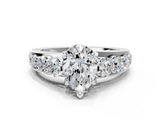 White gold Pear Cut Diamond Engagement Ring with Pavé Band and Four-Prong Setting_41