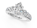 White gold Pear Cut Diamond Engagement Ring with Pavé Band and Four-Prong Setting_42