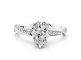 White gold Pear Cut Diamond Engagement Ring with Side Stone Accents and Four-Prong Setting_39