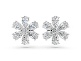 White gold Pear Cut Diamond Floral Cluster Stud Earrings_14