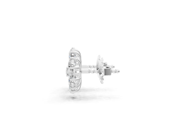 White gold Pear Cut Diamond Floral Cluster Stud Earrings