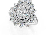 White gold Pear Cut Diamond Floral Double Halo Engagement Ring with Prong Setting_92