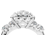 White gold Pear Cut Diamond Floral Halo Engagement Ring with Shared Prong Setting 4