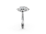 White gold Pear Cut Diamond Floral Halo Pave Band with Prong Setting_39