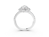 White gold Pear Cut Diamond Floral Halo Pave Band with Prong Setting_40