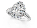 White gold Pear Cut Diamond Floral Halo Ring with Pavé Band and Prong Setting_11