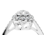 White gold Pear Cut Diamond Floral Halo Ring with Pavé Band and Prong Setting_14