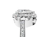 White gold Pear Cut Diamond Floral Halo Ring with Pavé Band and Prong Setting_15