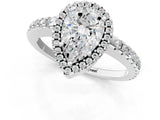 White gold Pear Cut Diamond Halo Engagement Ring with Pavé Band and Prong Setting_54