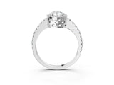 White gold Pear Cut Diamond Halo Engagement Ring with Pavé Band and Prong Setting_56
