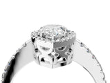 White gold Pear Cut Diamond Halo Engagement Ring with Pavé Band and Prong Setting_57