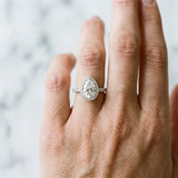 White gold Pear Cut Diamond Halo Engagement Ring with Pavé Band and Prong Setting_65
