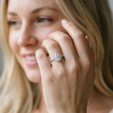 White gold Pear Cut Diamond Halo Engagement Ring with Pavé Band and Prong Setting_67