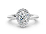 White gold Pear Cut Diamond Halo Engagement Ring with Split Shank and Four-Prong Setting_126