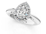 White gold Pear Cut Diamond Halo Engagement Ring with Split Shank and Four-Prong Setting_129