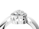 White gold Pear Cut Diamond Halo Engagement Ring with Split Shank and Four-Prong Setting_132
